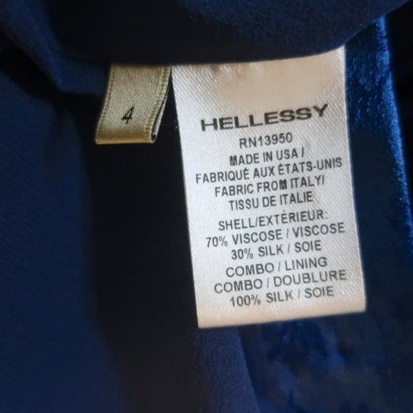 HELLESSY RUFFLE SLEEVE MIDI DRESS HELGA COBALT FLORAL SATIN JACQUARD SIZE 4 - Picture 8 of 9